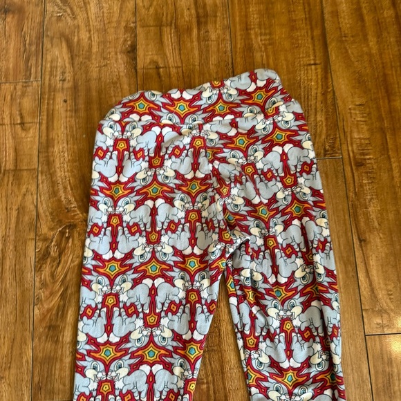 LuLaRoe Girls Leggings Bunny Rabbit Red Yellow Pattern Size Tween - Picture 6 of 7